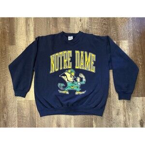 Vintage 20/20 Sport NOTRE DAME Fighting IRISH Crewneck Sweatshirt NAVY Size XL